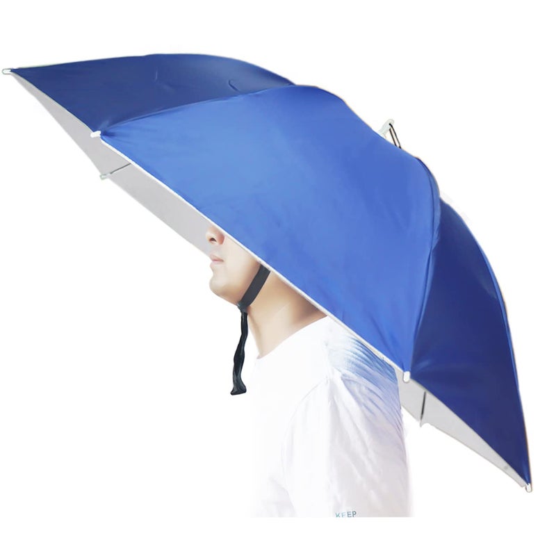 Bocampty Umbrella Hat, 37 inch Fishing Umbrella Hat Hands Free Foldable UV Protection Umbrella Cap Adjustable Headwear for Fishing Golf Beach Gardening Sunshade Outdoor - Image 1