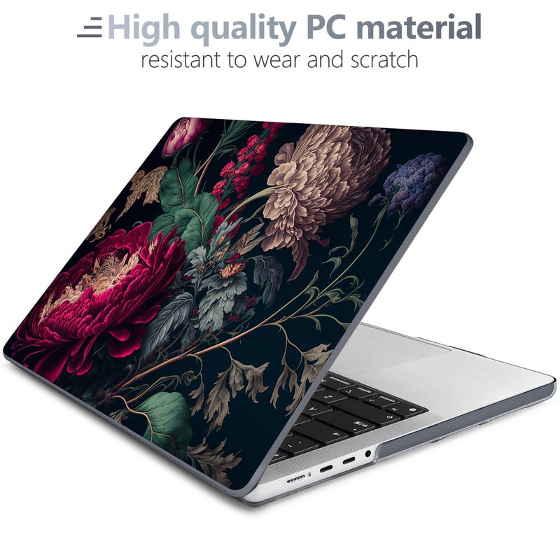 Batianda for MacBook Pro 14 inch Case 2025 M5 2024 2023 2021 Model A3112/A3434 with M4 M3 M2 M1 Pro/Max Chip,Stylish Designed Black Hard Shell with Keyboard Cover & Screen Protector, Vintage Flower - Image 2
