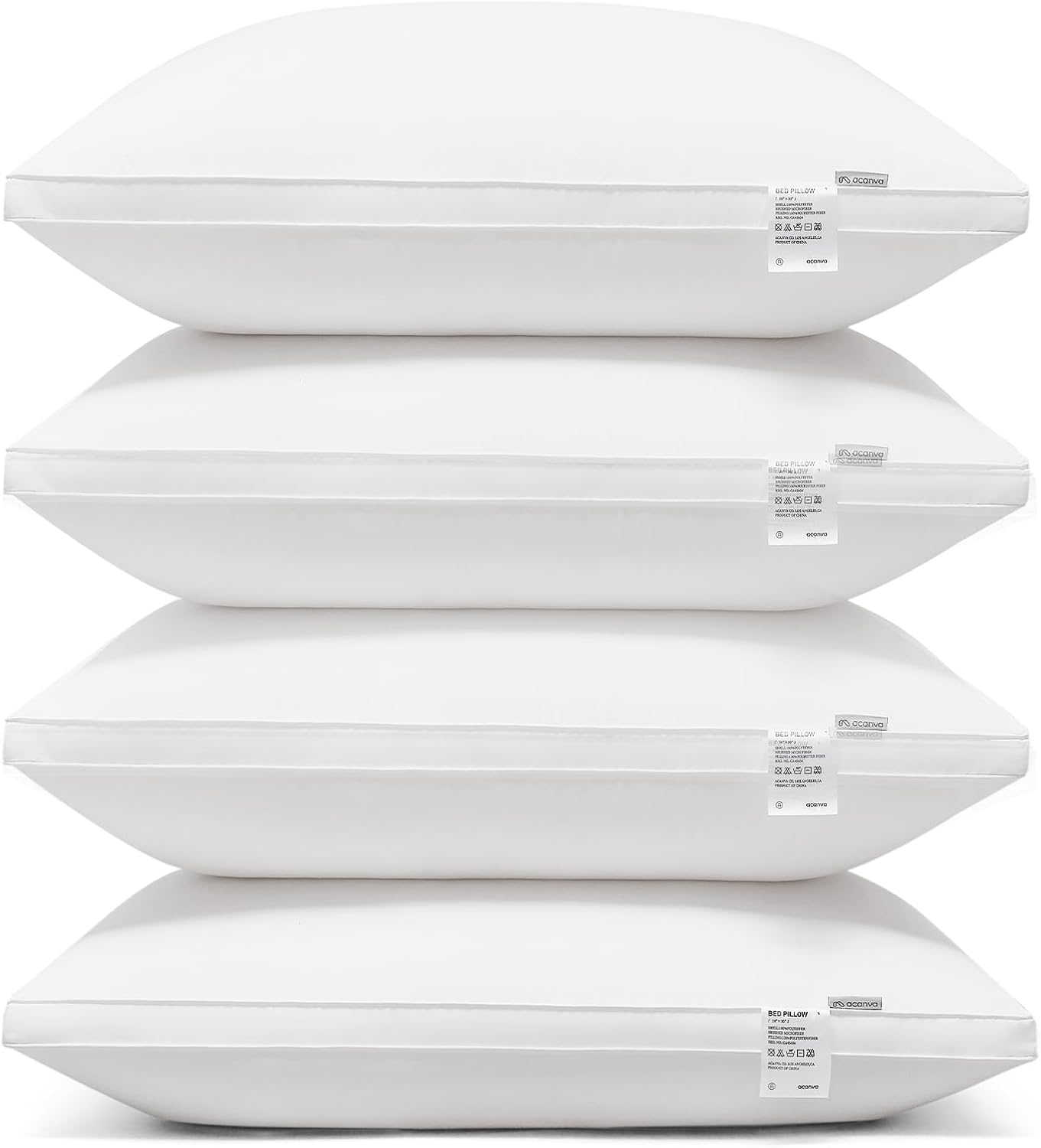 Acanva Cooling Bed Pillows for Sleeping - 4 Pack, Luxury Hotel Quality with Premium 3D Down Like Filling, King Size, White