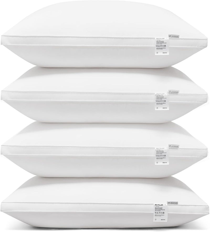 Acanva Cooling Bed Pillows for Sleeping - 4 Pack, Luxury Hotel Quality with Premium 3D Down Like Filling, King Size, White - Image 1