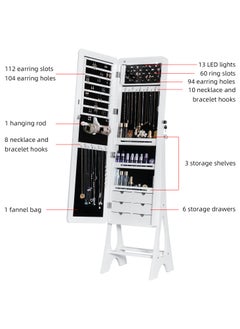 Organized Home Full Length Standing Jewely Armoire Frameless Lockable Makeup Jewelry Cabinet with LED Lights 41.5 cm x 36 cm x 155.5 cm  - Image 2