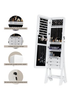 Organized Home Full Length Standing Jewely Armoire Frameless Lockable Makeup Jewelry Cabinet with LED Lights 41.5 cm x 36 cm x 155.5 cm  - Image 3