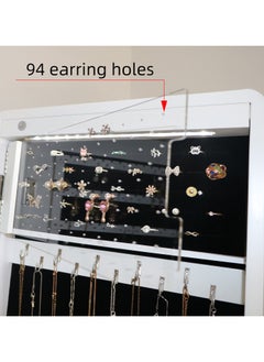 Organized Home Full Length Standing Jewely Armoire Frameless Lockable Makeup Jewelry Cabinet with LED Lights 41.5 cm x 36 cm x 155.5 cm  - Image 5