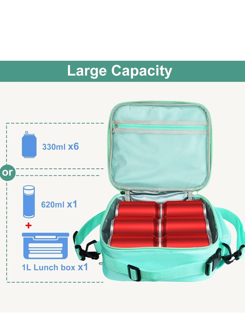 Lunch box Insulated Soft Bag Cooler Back to School Thermal Meal Tote Kit for Girls Women,Lunch Bag With Adjustable Shoulder Strap Green  - Image 5