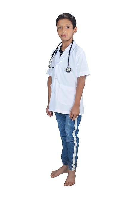 Apron Half Sleeves Lab Coat Apron Color White 6 To 8 Year - Image 2