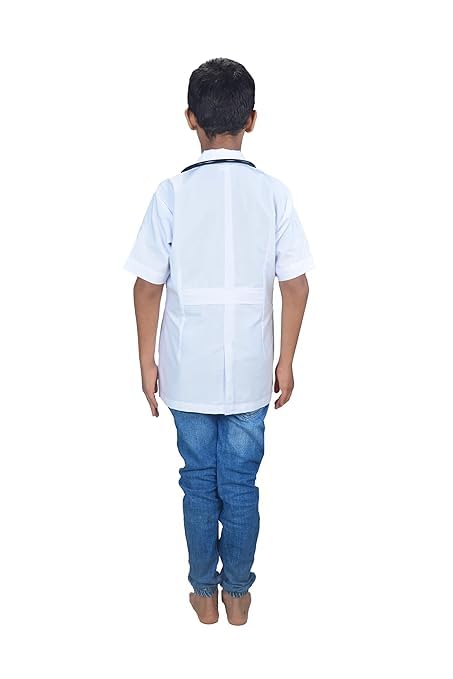 Apron Half Sleeves Lab Coat Apron Color White 6 To 8 Year - Image 3