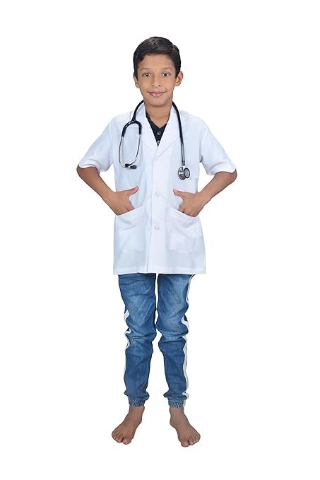 Apron Half Sleeves Lab Coat Apron Color White 6 To 8 Year - Image 1