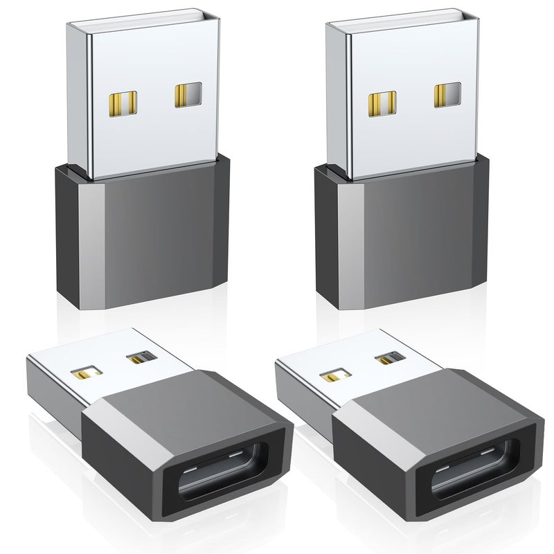 QianLink USB C to USB Male Adapter 4 Pack, Type C Charging Cord Connect USB A Charger for iPhone 17 16 15 14 13 12 11 Pro Max, iPad Air 4 Mini 6, Samsung Galaxy S25 S24 S23 S22 S21 S20 Ultra, Pixel 9 - Image 1