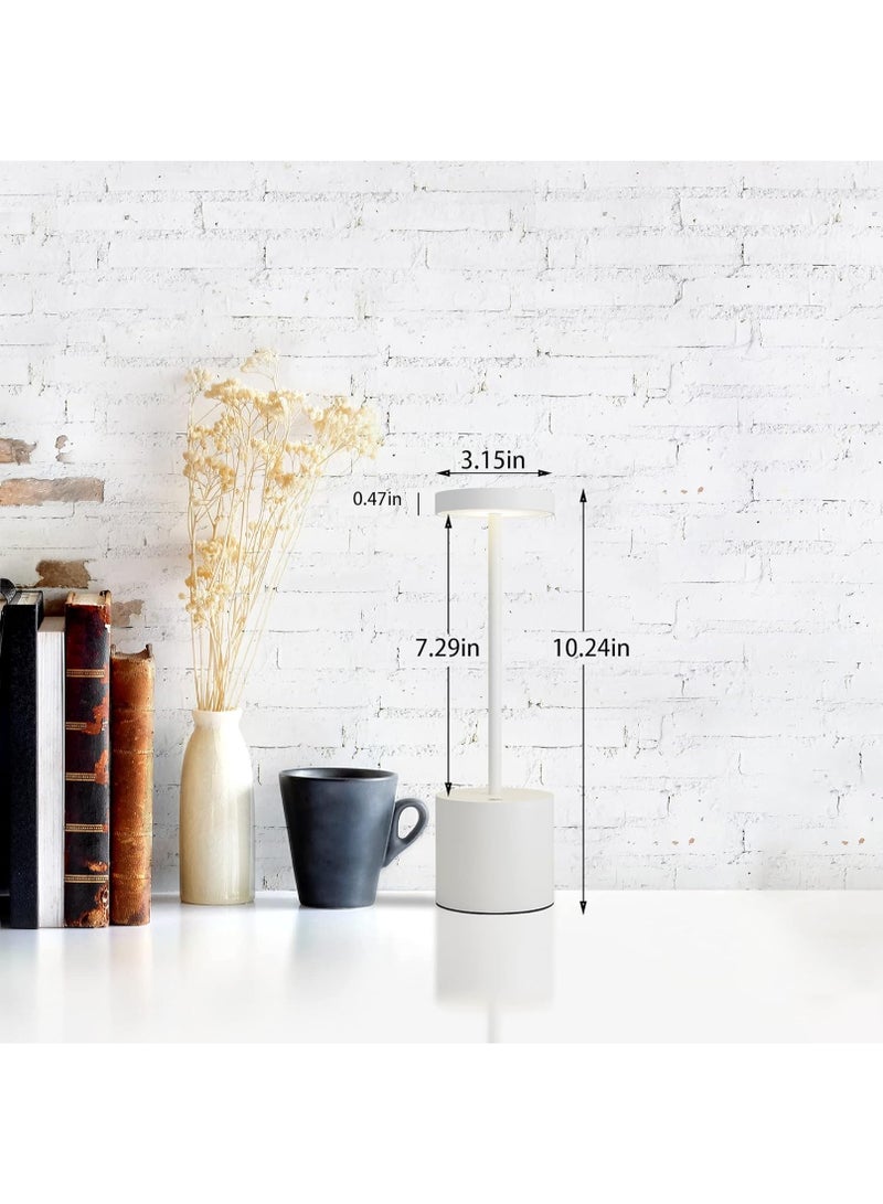 Tertial Wireless LED Table Lamp - Rechargeable Modern Metal Desk Light with 2 Brightness Levels - Indoor Outdoor Battery Operated Lamp for Bedroom Restaurant Café - 26x8x8 cm - White - Image 5