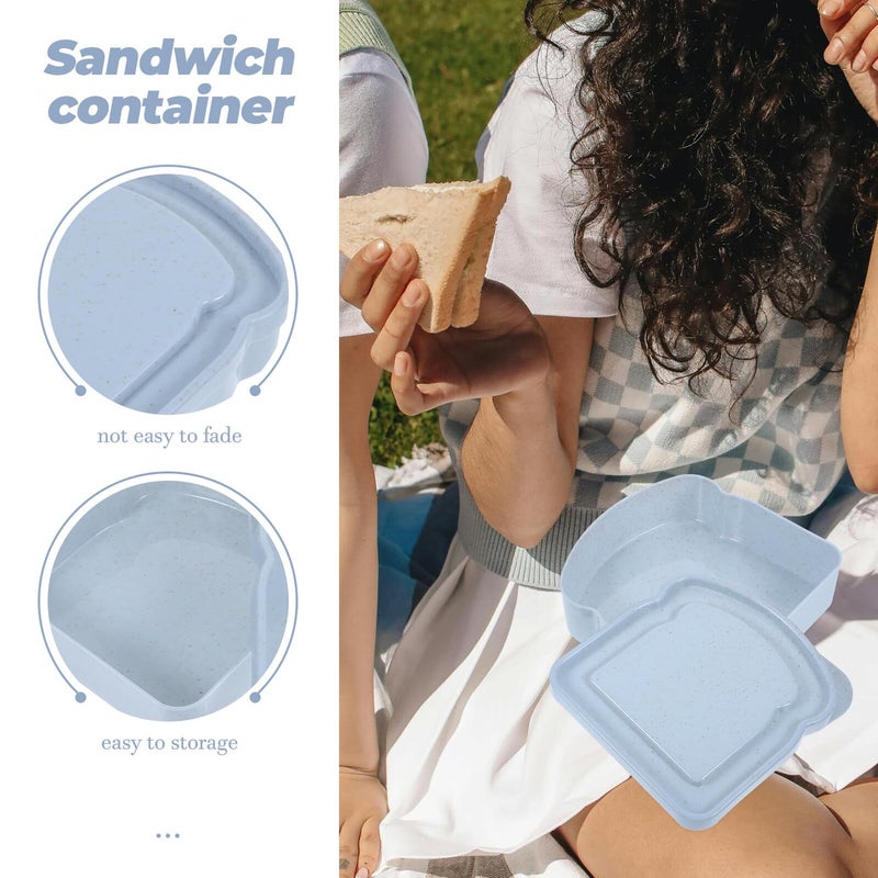 Large Blue Wheat Straw Sandwich Box Airtight Seal Lunch Container For Home And Outdoor - Image 4