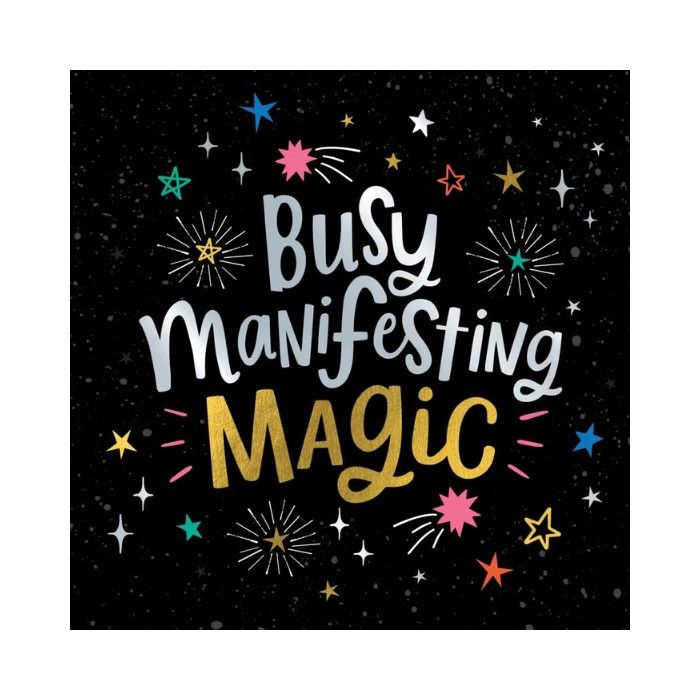 DottyBlack Busy Manifesting Magic Greeting Card | Inspirational Blank Card with Envelope | Motivational Positive Quote Card for Dreams, Success, Encouragement, Friendship & Personal Messages - Image 1