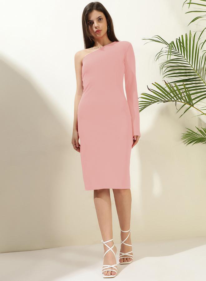 كوتي فستان محبوك بكتف واحد - Image 4