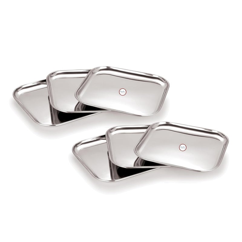 Opullo Mothers Choice Stainless Steel Plate Stainless Steel Dinner Plates Stainless Steel Thali Set Steel Plates for Lunch Stainless Steel Plates Set of 6 - Image 4
