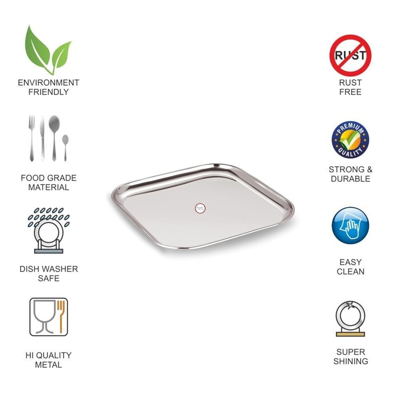 Opullo Mothers Choice Stainless Steel Plate Stainless Steel Dinner Plates Stainless Steel Thali Set Steel Plates for Lunch Stainless Steel Plates Set of 6 - Image 5