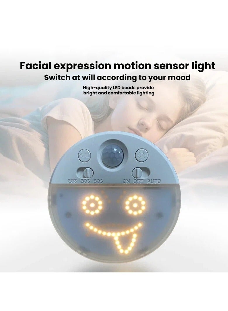 Motion Sensor Night Light DIY Replaceable Expression Round Smile Face Lamp USB for Bedroom Hallway Bathroom - Image 3