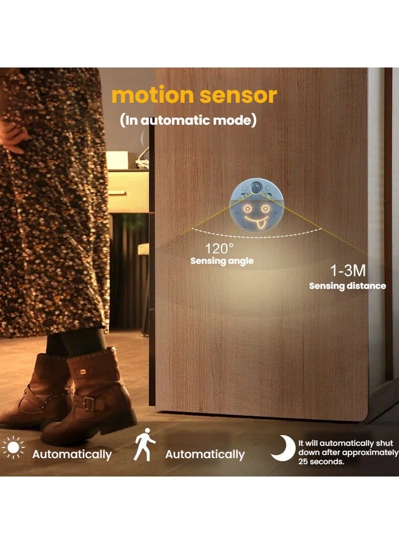 Motion Sensor Night Light DIY Replaceable Expression Round Smile Face Lamp USB for Bedroom Hallway Bathroom - Image 4