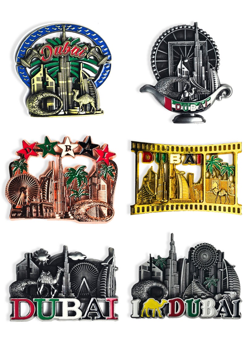 Souvenir Souq Premium Dubai Landmark Metal Fridge Magnets – 6 pcs Souvenir Set | Durable Metal | Ideal for Gifting & Collecting - Image 1