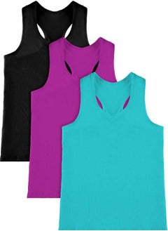 BOAO 3 Pieces Girls Dance Tank Top Racerback Crop Tank Top Sleeveless Dance Top for Ballet Gymnastics Dancewear (7-8 Years Size, Black, Rose Red, Green)  - Image 3