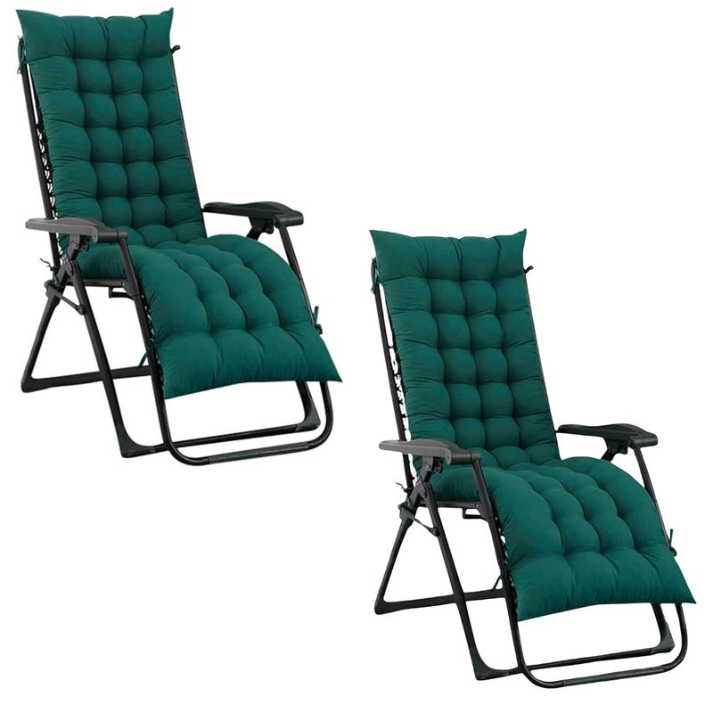 Maatrikaa Straight Comfortable Cotton Long Chair Cushion Chair Pad Rocking Chair Cushion for IndoorOutdoor 46 x 175 Inches Green Pack of 02 - Image 1