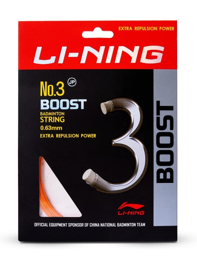 Li-Ning No. 3 Boost Nylon Badminton String With High Repulsion Power (Orange, 0.63 Mm, 30 Lbs, 25 Gms) - Image 2