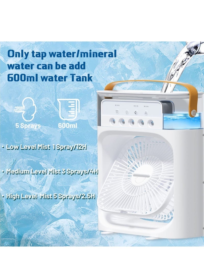 REFURA Portable Air Conditioner Fan Mini Evaporative Air Cooler with 7 Colors LED Light 1/2/3 H Timer 3 Wind Speeds and 3 Spray Modes for Office Home Dorm Travel RE-702 - Image 1