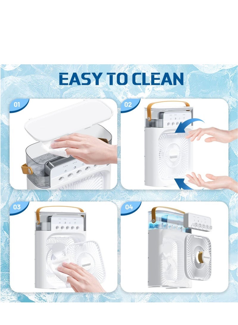 REFURA Portable Air Conditioner Fan Mini Evaporative Air Cooler with 7 Colors LED Light 1/2/3 H Timer 3 Wind Speeds and 3 Spray Modes for Office Home Dorm Travel RE-702 - Image 4