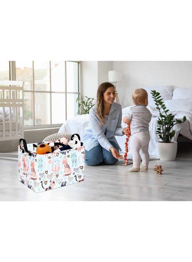 KUNRO Rectangle Cat Pattern Toy Bin Waterproof storage organizer for Nursery Hamper Home decor Closet Kids Bedroom Laundry Baby Gift Shelf Baskets - Image 3