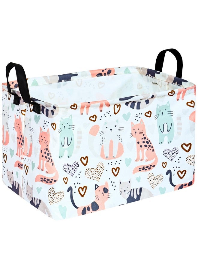 KUNRO Rectangle Cat Pattern Toy Bin Waterproof storage organizer for Nursery Hamper Home decor Closet Kids Bedroom Laundry Baby Gift Shelf Baskets - Image 1