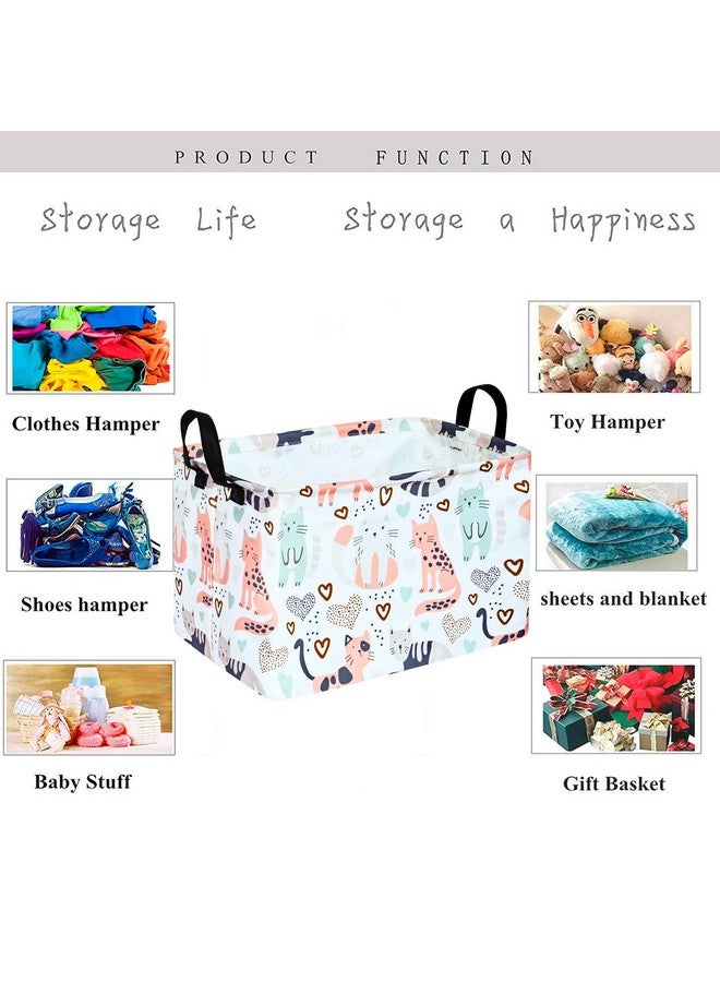 KUNRO Rectangle Cat Pattern Toy Bin Waterproof storage organizer for Nursery Hamper Home decor Closet Kids Bedroom Laundry Baby Gift Shelf Baskets - Image 5