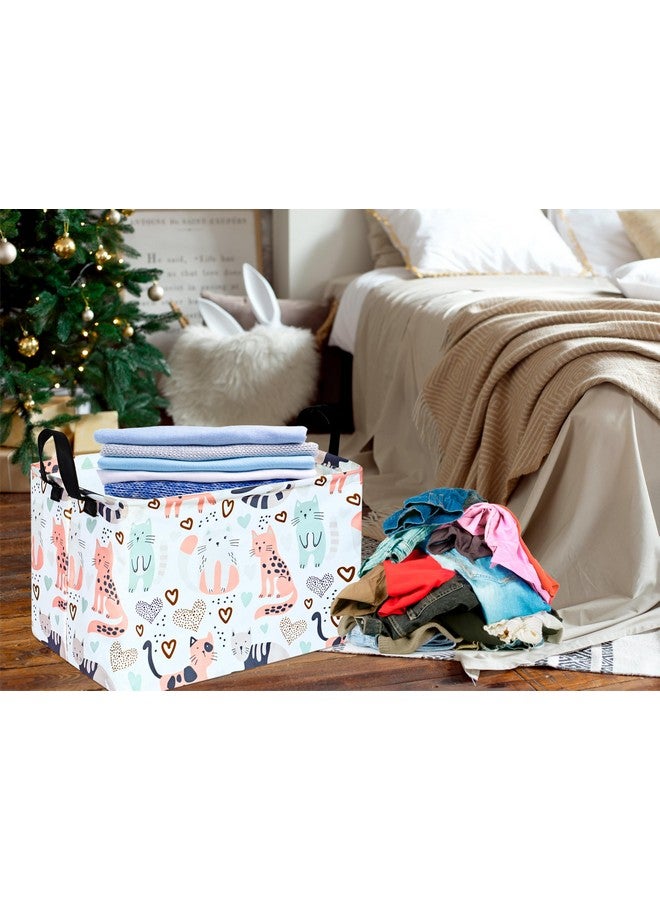 KUNRO Rectangle Cat Pattern Toy Bin Waterproof storage organizer for Nursery Hamper Home decor Closet Kids Bedroom Laundry Baby Gift Shelf Baskets - Image 2