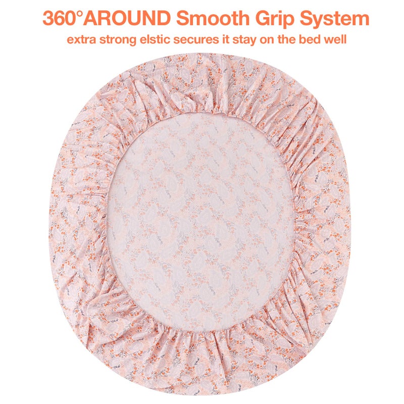 JSD Pink Paisley Floral Sheet Set Twin Size  3 Piece Soft Printed Microfiber Sheets Extra Deep Pocket - Image 4