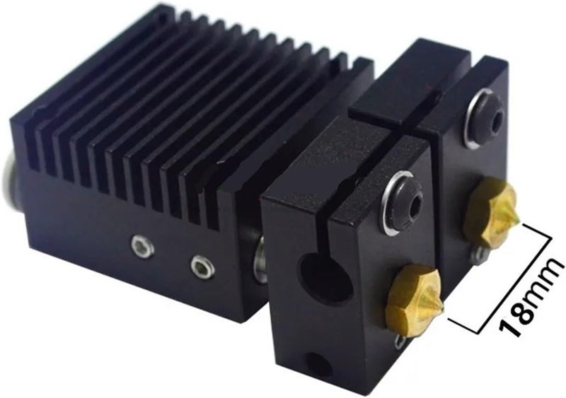 Compatible with Most 3D Printers Dual Color Mixing Hotend 2 in 2 Out Extruder Head with Seamless Cooling Duct 1.75mm Filament(Black,Thermocouple 12V) - Image 2