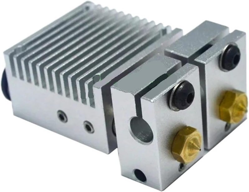Compatible with Most 3D Printers Dual Color Mixing Hotend 2 in 2 Out Extruder Head with Seamless Cooling Duct 1.75mm Filament(Black,Thermocouple 12V) - Image 5