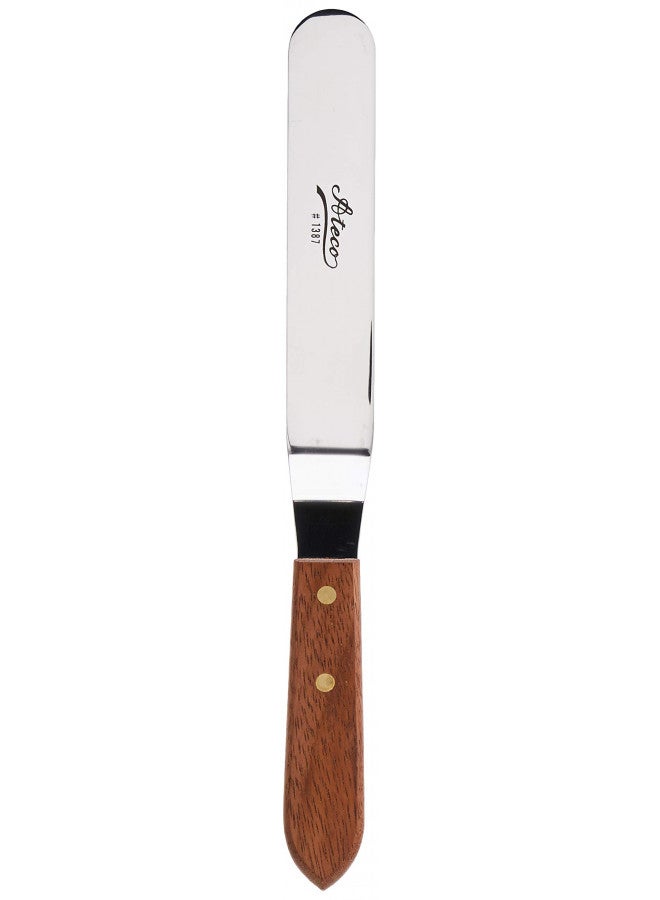 Ateco ملعقة أتيكو المائلة بشفرة من الفولاذ المقاوم للصدأ بطول 7.63 بوصة، مقبض خشبي، فضي - Image 3