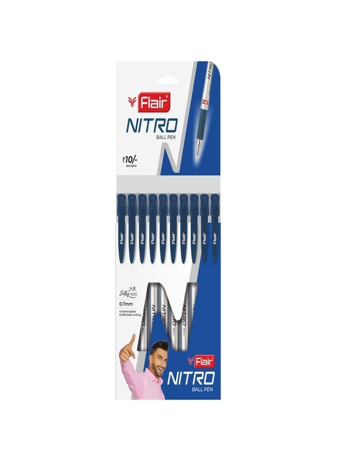 فلير مجموعة أقلام حبر جاف FLAIR Nitro 0.7 مم | نظام كتابة سلس ذو لزوجة منخفضة لكتابة متواصلة دون انقطاع | حبر أزرق، عبوة من 20 قلمًا - Image 3