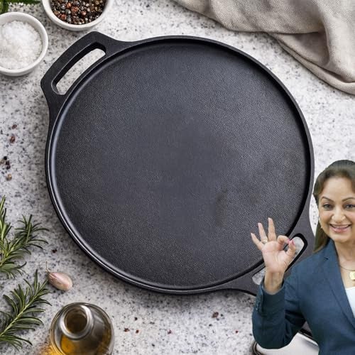 PANCA Pre-Seasoned Cast Iron Dosa Tawa 30 cm | Heavy Roti/Chapati Tawa for Gas & Induction | Chemical-Free, Naturally Non-Stick Pan (Cast Iron Tawa) - Image 5