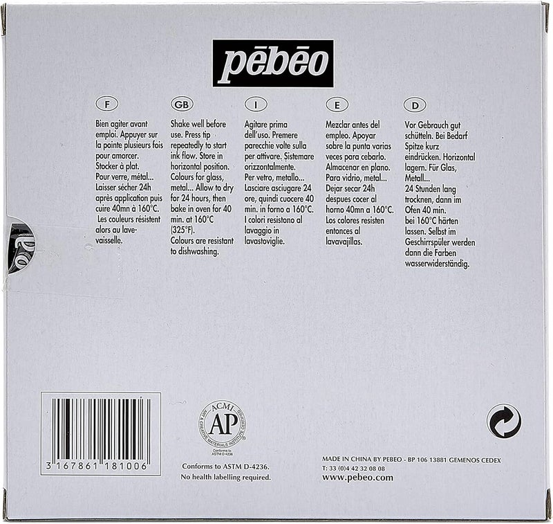 Pebeo Vitrea 160 Assorted Glossy Glass Paint Markers - Set of 9 Colors for DIY Arts and Crafts - Image 2