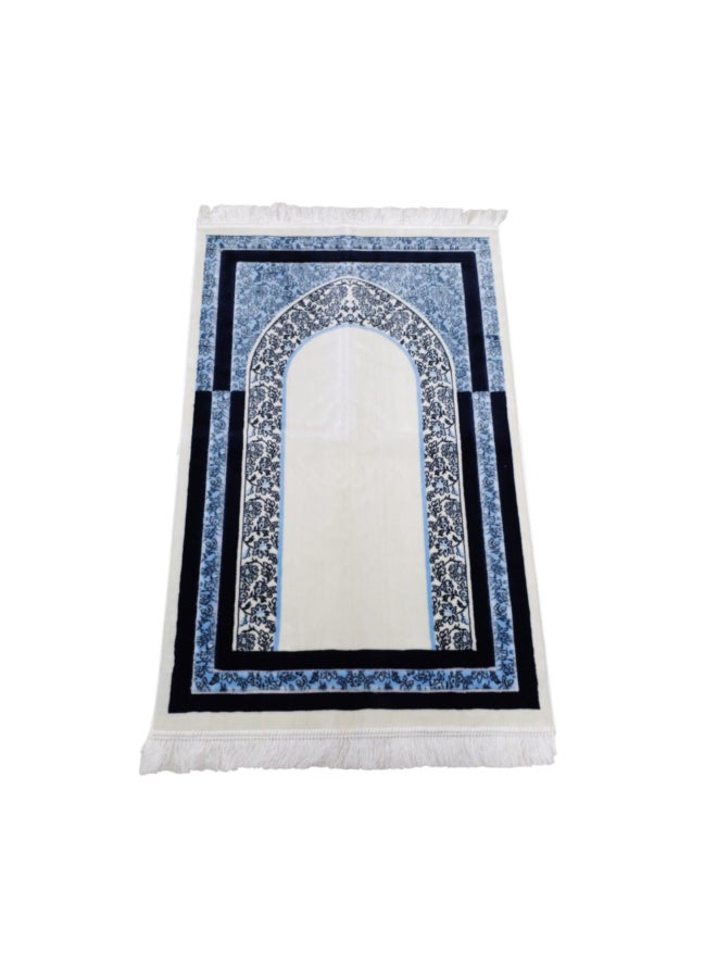 ريف سجادة صلاة إسلامية مخملية بطراز أرينو جودة فاخرة كحلي وأبيض 70 × 110 سم ARENNO104385NVY - Image 2