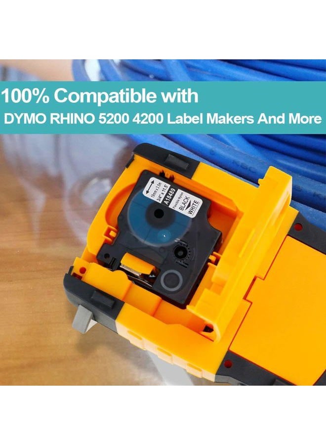 Aonomi 18489 a18489 Labels Replacement for DYMO Industrial Flexible Nylon Labels 3/4" Black on White for DYMO Rhino 5200 Label Printer,Rhino 4200, Rhino 5000 6000 Lable Maker, 6-Pack - Image 2