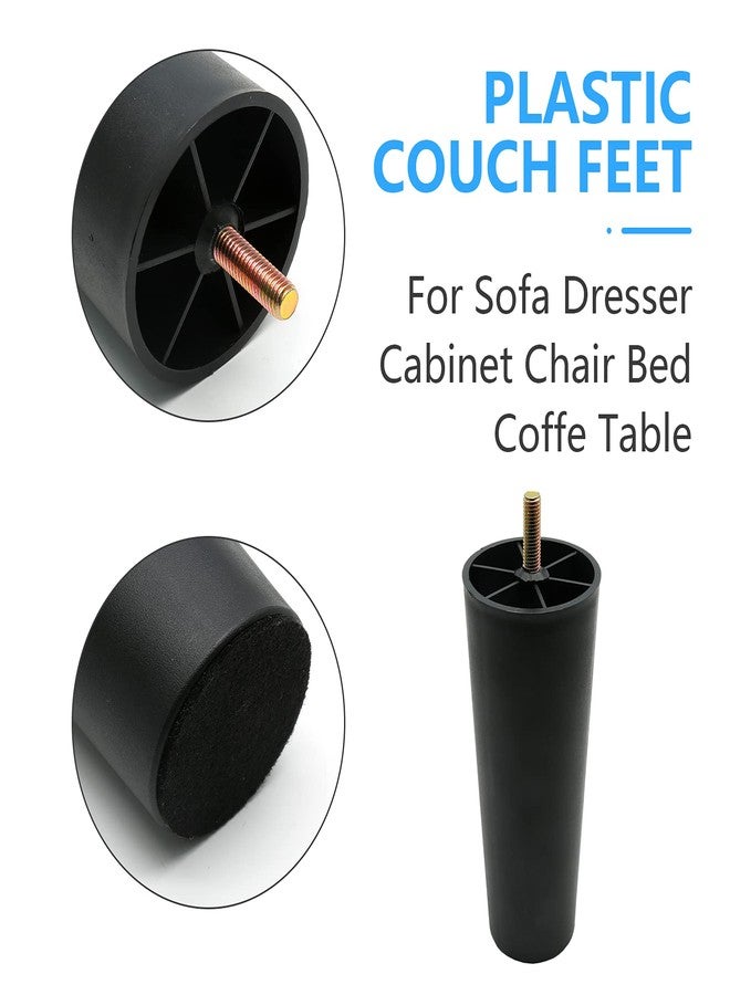 Murtenze 4Pcs 8 inch Sofa Legs, Round Tapered Plastic Couch Legs Replacement Furniture Legs with M8 Hanger Bolts for Chair Sofa Dresser Cabinet Loveseats Ottoman Bed - Image 3