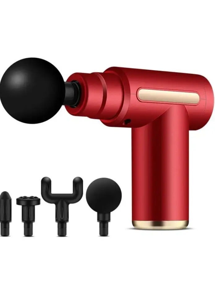 KH-320 Head Massage Gun, 4-in-1 Handheld Electric Fiber Camera Massager, Lightweight Back & Body Pain Relief, 6 Levels Variable Frequency Vibration - Red - Image 1