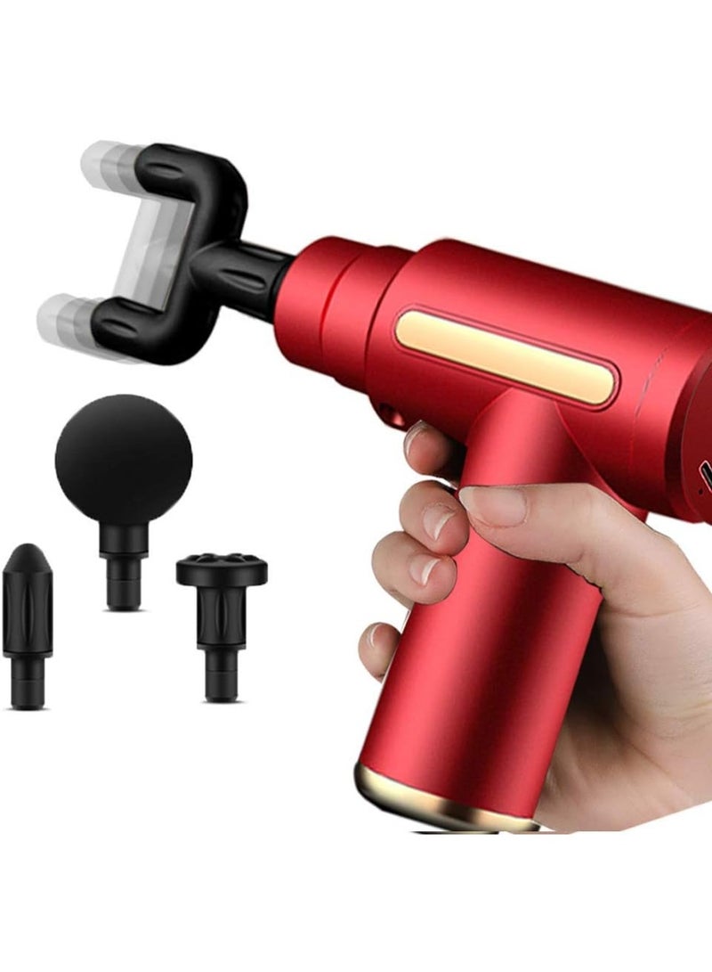 KH-320 Head Massage Gun, 4-in-1 Handheld Electric Fiber Camera Massager, Lightweight Back & Body Pain Relief, 6 Levels Variable Frequency Vibration - Red - Image 2