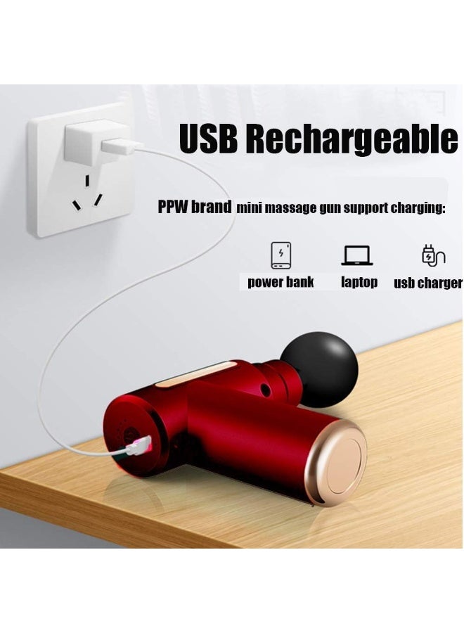 KH-320 Head Massage Gun, 4-in-1 Handheld Electric Fiber Camera Massager, Lightweight Back & Body Pain Relief, 6 Levels Variable Frequency Vibration - Red - Image 5