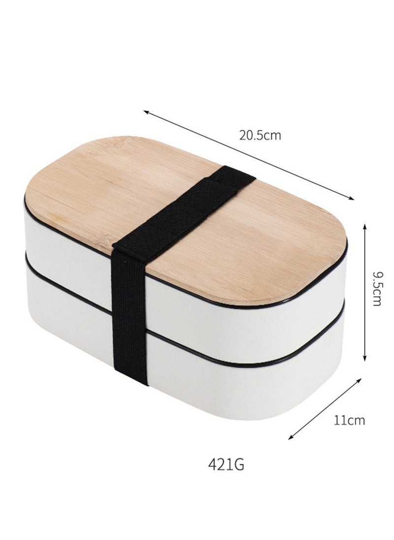 Japanese lunch box double layer set, student office worker lunch box wooden lunch box