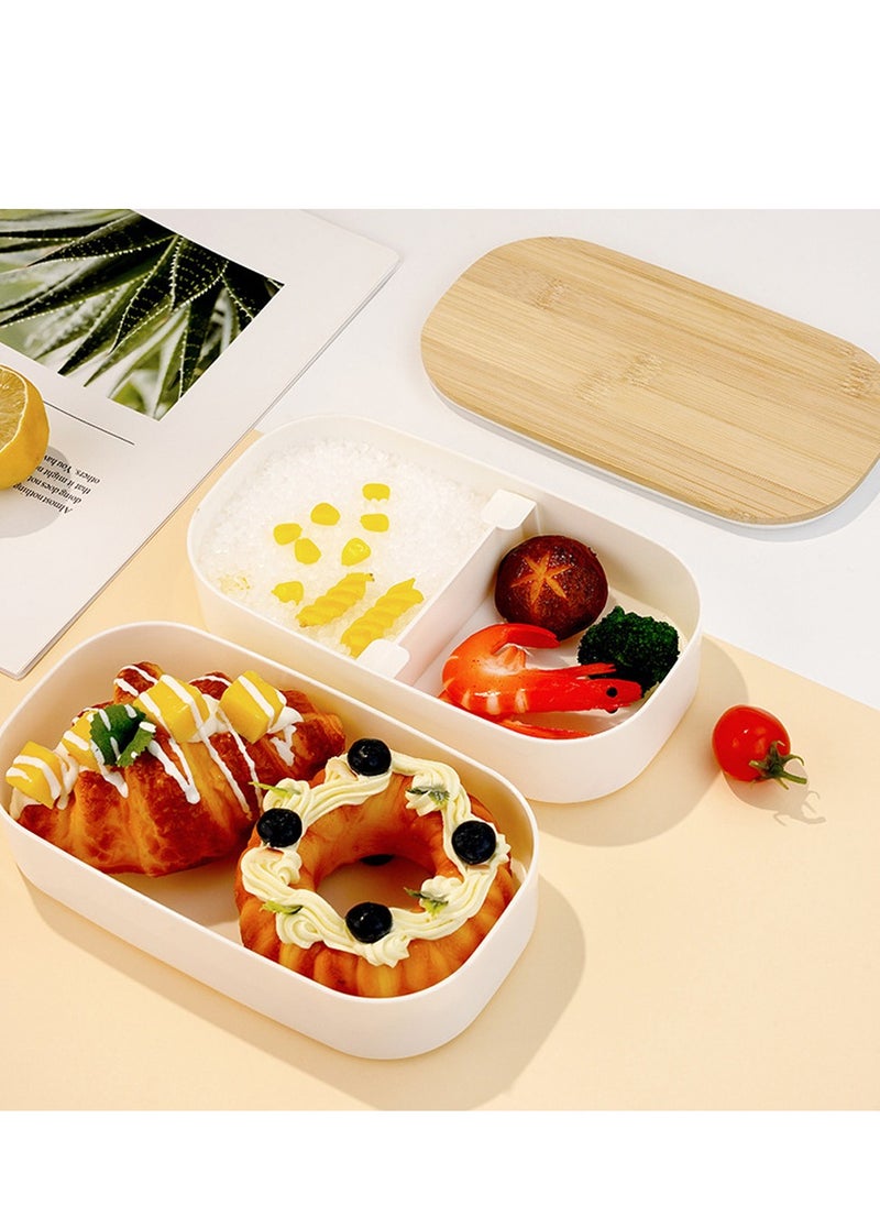 Japanese lunch box double layer set, student office worker lunch box wooden lunch box