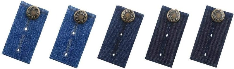 Johnson Smith Waistband Extenders by | Button Extender for Pants | Denim Material | Pack of 5 Shades | Premium Metal Buttons | 2 Button Holes | Button Extender for Jeans - Image 2