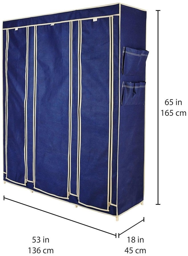 GRAZIA HOUZIE h Grazia Portable Foldable/Collapsible DIY Wardrobe Rack Cabinet | Fabric Clothes Storage Almirah with Adjustable Racks | Bigger & Durable Closet with Side Pockets on Both Sides - Image 3
