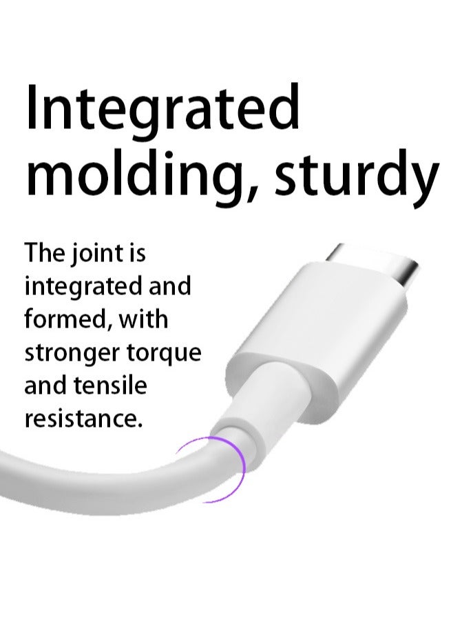 كابل شحن سريع من نوع HW Type-C بقوة 65 واط، بتصميم متكامل، يتجاوز أكثر من 2 عامًا من الخدمة، واجهة باللون البرتقالي، طول الكابل 1 متر. - Image 2