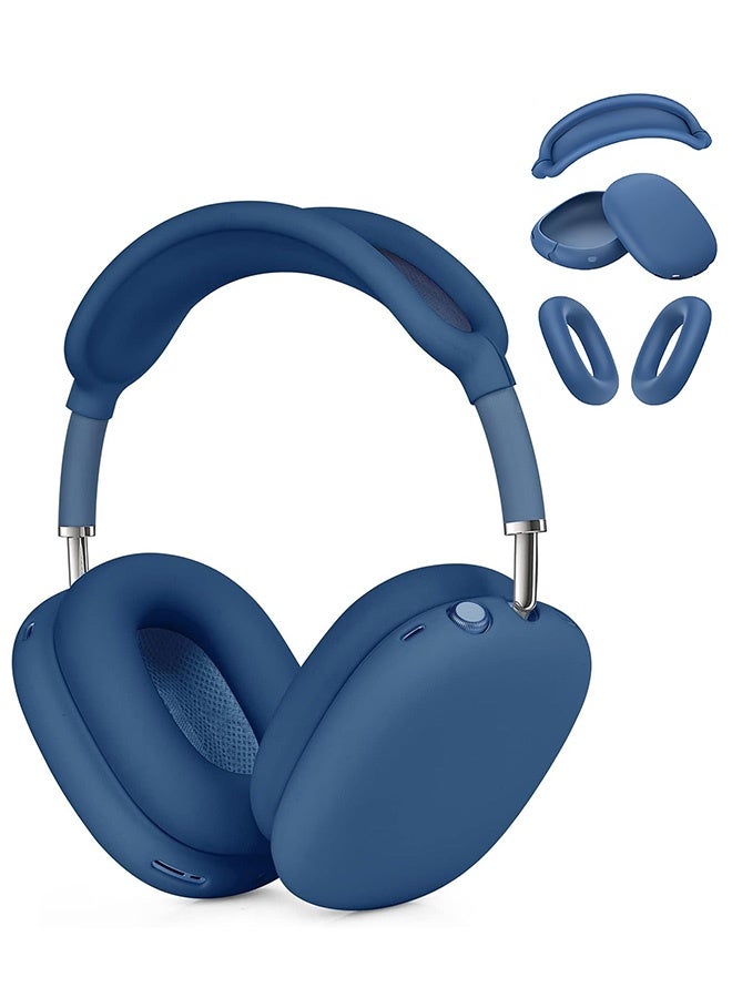 غنافوتو حافظة لسماعات Airpods Max، غطاء حماية من السيليكون الناعم لسماعات Apple Airpod Max، غطاء حماية ناعم من السيليكون لحافظات ملحقات Apple Airpod Max أزرق - Image 1