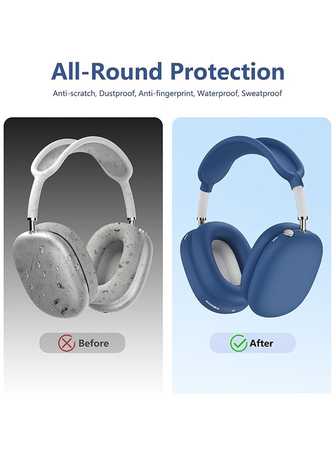 غنافوتو حافظة لسماعات Airpods Max، غطاء حماية من السيليكون الناعم لسماعات Apple Airpod Max، غطاء حماية ناعم من السيليكون لحافظات ملحقات Apple Airpod Max أزرق - Image 4